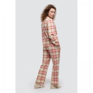 Pyjama ruit Ecru/roos_Kaki
