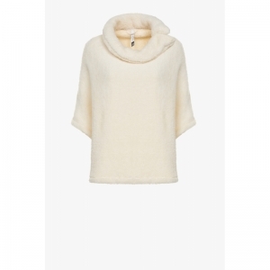 Poncho fleece gebroken wit