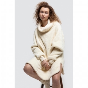 Poncho fleece Gebroken wit
