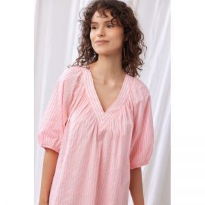 Strandjurk fluo roze streep Roze
